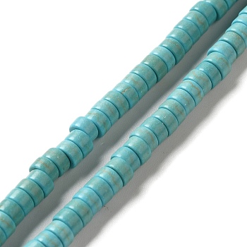 Synthetic Turquoise Dyed Beads Strands, Heishi Beads, Flat Round/Disc, Turquoise, 4.5x2.5mm, Hole: 0.8mm, about 155pcs/strand, 14.96''(38cm)