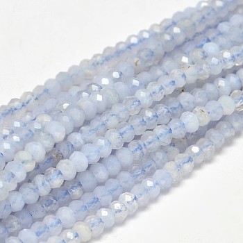 Faceted Rondelle Natural Blue Lace Agate Beads Strands, 3x2mm, Hole: 1mm, about 180pcs/strand, 15.5 inch