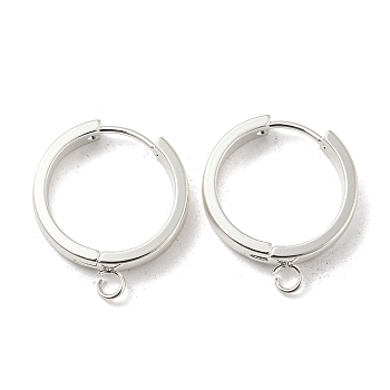 201 Stainless Steel Huggie Hoop Earrings Findings, with Vertical Loop, with 316 Surgical Stainless Steel Earring Pins, Ring, Silver, 20x4mm, Hole: 2.7mm, Pin: 1mm