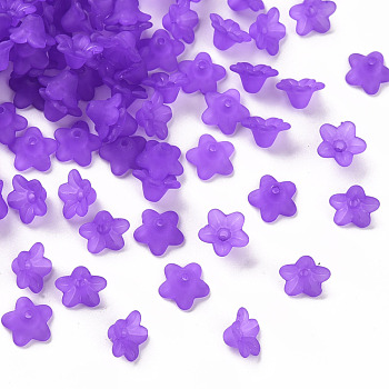 Transparent Acrylic Beads, Flower, Frosted, Purple, 10x5mm, Hole: 1mm, about 420pcs/50g