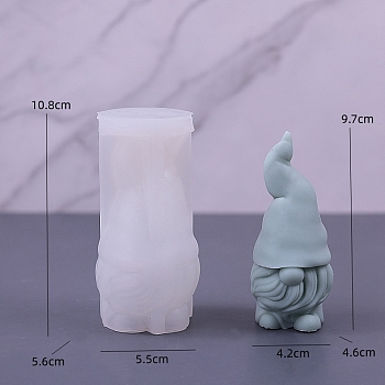Gnome DIY Food Grade Silicone Statue Candle Molds, Aromatherapy Candle Moulds, Portrait Sculpture Scented Candle Making Molds, White, 10.8x5.5x5.6cm