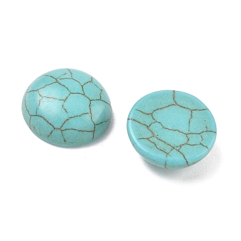 Craft Findings Dyed Synthetic Turquoise Flat Back Dome Cabochons, Half Round, Dark Cyan, 14x5mm