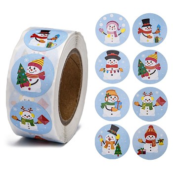 Christmas Roll Stickers, 8 Different Designs Decorative Sealing Stickers, for Christmas Party Favors, Holiday Decorations, Christmas Themed Pattern, 25mm, about 500pcs/roll