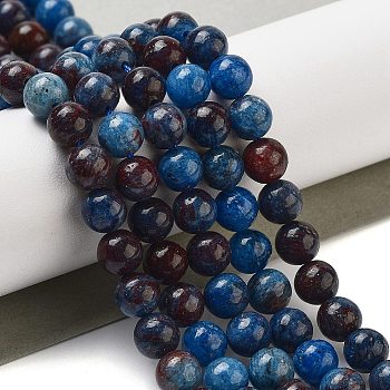 Natural Blue Opal Beads Strands, Round, 10~10.5mm, Hole: 1mm, about 38pcs/strand, 15.04~15.16''(38.2~38.5cm)