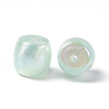 Opaque Acrylic Beads, AB Color, Macaron Color, Barrel, Aquamarine, 15.5x16.5mm, Hole: 3mm