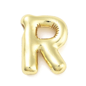 Rack Plating Brass Pendants, Long-Lasting Plated, Real 18K Gold Plated, Letter R, 20.5x15.5x4mm, hole: 3.5x2.5mm