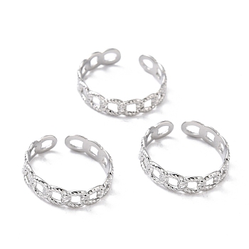 304 Stainless Steel Finger Rings, Cuff Rings, Long-Lasting Plated, Textured Curb Chain Shape, Stainless Steel Color, US Size 7 3/4(17.9mm), 5mm