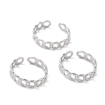 Tarnish Resistant 304 Stainless Steel Finger Rings, Cuff Rings, Long-Lasting Plated, Textured Curb Chain Shape, Stainless Steel Color, US Size 7 3/4(17.9mm), 5mm