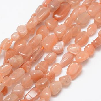 Natural Sunstone Beads Strands, Tumbled Stone, Nuggets, 6~8x4~6mm, Hole: 1mm, 15.3 inch(39cm)