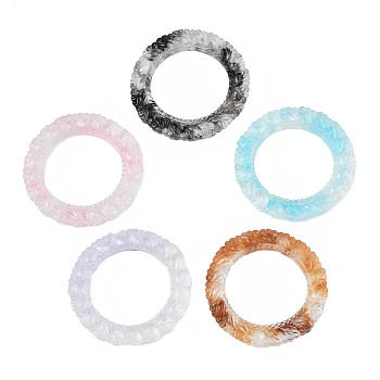 Two Tone Transparent Resin Decoden Cabochons, Imitation Gemstone Style, Ring, Mixed Color, 53x52x5mm, Inner Diameter: 35mm