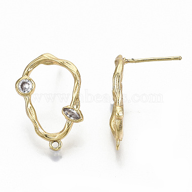 Brass Micro Pave Clear Cubic Zirconia Stud Earring Findings(KK-T062-48G-NF)-3