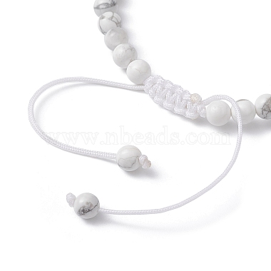 bracelet de perles tressées en coquillage naturel et howlite(BJEW-JB09779)-5