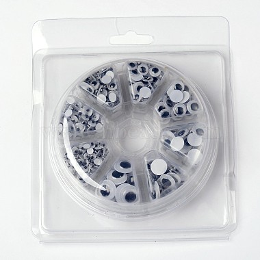 Плоские круглые черно & белый пластик покачиваться гугли глаза кабошоны DIY скрапбукинга ремесла игрушка аксессуары(KY-X0006-B)-3