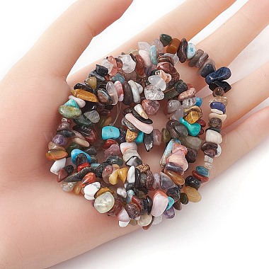 naturelles et synthétiques mélangées perles de pierres précieuses brins(G-YW0001-47)-3