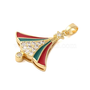 Christmas Theme Rack Plating Brass Cubic Zirconia Pendants(KK-K385-119G-02)-2