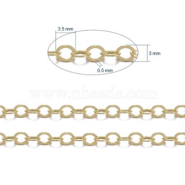 Brass Flat Oval Cable Chains(X-CHC025Y-G)-3
