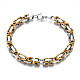 Two Tone 201 Stainless Steel Byzantine Chain Bracelet for Men Women(BJEW-S057-87B)-1