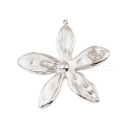 304 Stainless Steel Pendants, Flower Charms, Stainless Steel Color, 38.5x39x2mm, Hole: 1.5mm(X-STAS-Z199-12P-06)