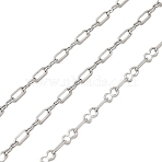 304 Stainless Steel Rectangle Link Chains, Soldered, with Spool, Stainless Steel Color, 4.5x2x0.5mm(CHS-B015-14P)