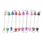 Iron Beadable Keychain Bar, with Plastic Heart Beads, for DIY Keychain, Platinum, Mixed Color, 81x11.5x7mm, Jump Ring: 12x1.5mm, Inner Diameter: 10.5mm(IFIN-F164-02)