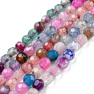 Natural Agate Beads Strands, Faceted Round, Dyed & Heated, Mixed Color, 4mm, Hole: 0.8mm, about 91pcs/strand, 14.57 inch(37cm)(G-Q1000-01)