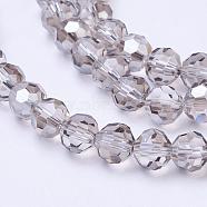 Glass Beads Strands, Faceted(32 Facets), Round, Gainsboro, 8mm, Hole: 1.5mm, about 66~67pcs/strand, 15.12 inch~15.35 inch(38.4~39cm)(EGLA-J042-8mm-15)