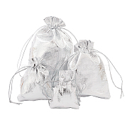 Organza Bags, Rectangle, Silver, 7~12x5~9cm, 60pcs/set(OP-PH0001-19)