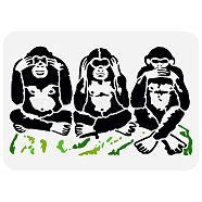 Plastic Drawing Painting Stencils Templates, for Painting on Scrapbook Fabric Tiles Floor Furniture Wood, Rectangle, Monkey, 29.7x21cm(DIY-WH0396-511)