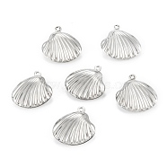 316 Surgical Stainless Steel Pendants, Shell, Stainless Steel Color, 19x19x7mm, Hole: 1.2mm(STAS-C026-20P)