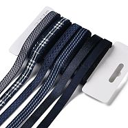 18 Yards 6 Styles Polyester Ribbon, for DIY Handmade Craft, Hair Bowknots and Gift Decoration, Blue Color Palette, Prussian Blue, 3/8~1/2 inch(9~12mm), about 3 yards/style(SRIB-Q022-E04)