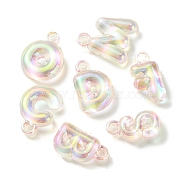 UV Plating Rainbow Iridescent Acrylic Beads, Letters, Old Lace, 25~26x14~22.5x8mm, Hole: 3.5mm(OACR-K003-007E)