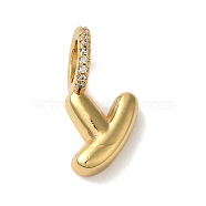 Brass Micro Pave Cubic Zirconia Pendants, Lead Free & Cadmium Free, Long-Lasting Plated Letter Y, 18x9x9mm, Hole: 5mm(KK-K345-13Y-G)