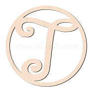 Laser Cut Wooden Wall Sculpture, Torus Wall Art, Home Decor Artwork, Flat Round with Letter, BurlyWood, Letter.T, 310x6mm(WOOD-WH0105-059)