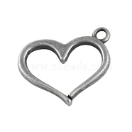 Ideas for Valentines Gifts for Him Alloy Pendants, Lead Free, Heart, Antique Silver, 12x15x2mm(PALLOY-A19003-AS-LF)