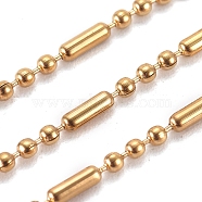 304 Stainless Steel Ball Chains, Golden, 1.5mm, Links: 1.5~5x1.5mm, about 32.8 Feet(10m)/roll(CHS-H018-01G)