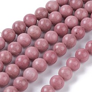 Natural Rhodonite Bead Strands, Round, 8mm, Hole: 1mm, about 48pcs/strand, 15.5 inch(G-L417-08-8mm)