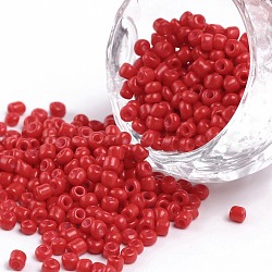 Baking Paint Glass Seed Beads, Red, 8/0, 3mm, Hole: 1mm, about 10000pcs/bag(SEED-S002-K20)