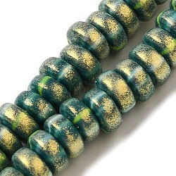 Handmade Polymer Clay Beads Strands, with Glitter Powder, Rondelle, Teal, 7~7.5x3~3.5mm, Hole: 1.6mm, about 116~118pcs/strand, 15.55~15.94''(39.5~40.5cm)(CLAY-H006-03I)