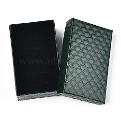 Rhombus Textured Cardboard Jewelry Boxes, with Black Sponge, for Jewelry Gift Packaging, Rectangle, Dark Green, 8x5x2.7cm, inside: 7.3×4.4cm.(CBOX-T006-02C)