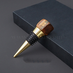 Natural Tiger Eye Red Wine Stoppers, Silicone Bottle Stopper, Cone, 75~85mm(PW-WG26592-06)