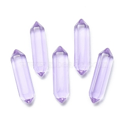 Glass Double Terminated Pointed Beads for Wire Wrapped Pendants Making, No Hole/Undrilled, Faceted, Bullet, Lilac, 35~36x8~9x8~9mm(G-K007-B08)