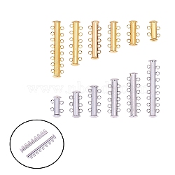 Brass Magnetic Slide Lock Clasps, Mixed Color, 15x11.5x6mm, Hole: 2.5mm, 11sets/box(KK-PH0036-22)