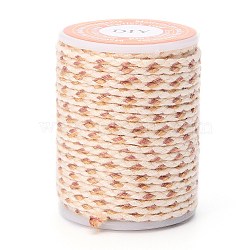 4-Ply Polycotton Cord, Handmade Macrame Cotton Rope, for String Wall Hangings Plant Hanger, DIY Craft String Knitting, Antique White, 1.5mm, about 4.3 yards(4m)/roll(X1-OCOR-Z003-D26)