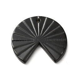 304 Stainless Steel Pendants, Fan Charm, Electrophoresis Black, 18x20x2mm, Hole: 1.3mm(STAS-M312-01B-EB)