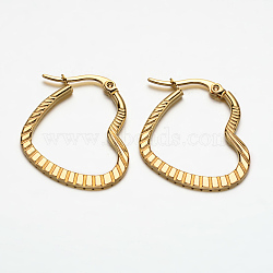 Heart 304 Stainless Steel Hoop Earrings, Hypoallergenic Earrings, Golden, 27x23x2mm, Pin: 1x0.5mm(EJEW-N034-29)