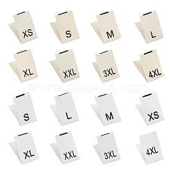 Mix Size Label, Woven Crafting Craft Cotton Labels, for Clothing Sewing, XS/S/M/L/XL/XXL/3XL/4XL, White, 42x13x0.2mm, 16 patterns, 30pcs/pattern, 480pcs/set(DIY-NB0004-49)