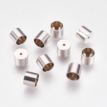 201 Stainless Steel Cord Ends, End Caps, Stainless Steel Color, 6x7mm, Hole: 1mm, Inner Diameter: 6mm