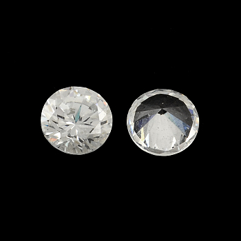 Diamond Shaped Cubic Zirconia Pointed Back Cabochons, Faceted, Clear, 6mm