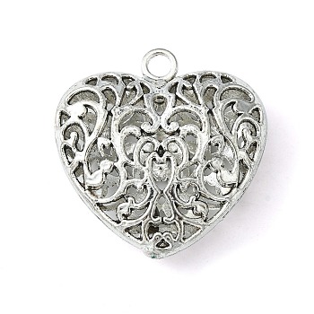 Alloy Pendants, Lead Free and Cadmium Free, Heart, Antique Silver, 35mm long, 34.5mm wide, 11mm thick, hole: 3.5mm
