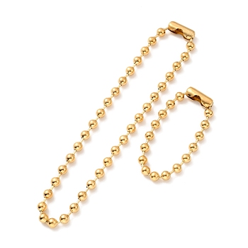 Vacuum Plating 304 Stainless Steel Ball Chain Necklace & Bracelet Set, Jewelry Set with Ball Chain Connecter Clasp for Women, Golden, 8-7/8 inch(22.4~47cm), Beads: 8mm